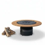 Grătar rotund cu plită și blat lemn N1 - imagine 3